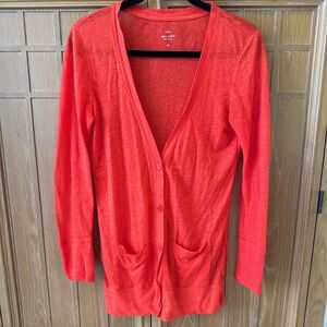 J. Crew Women’s Red Linen Cardigan Sweater XS